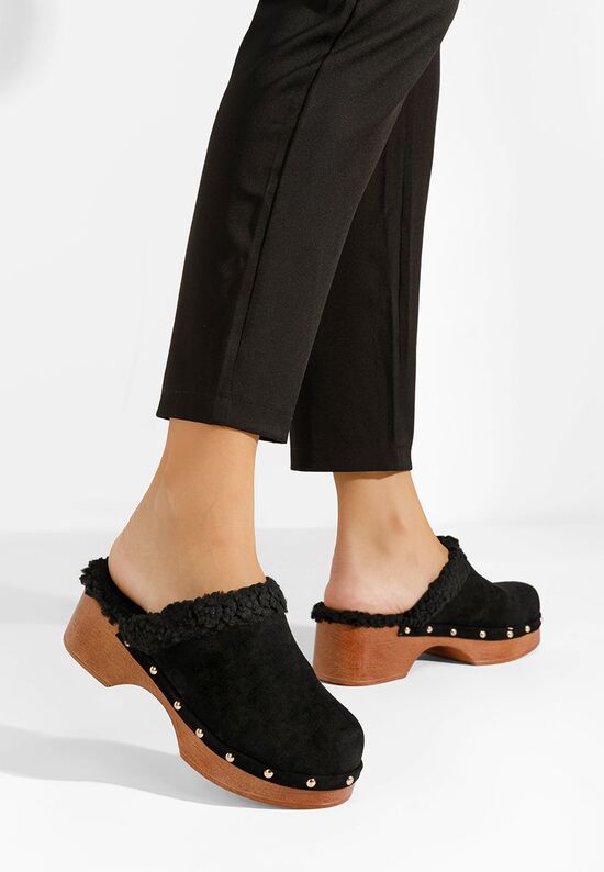 Mules με τακουνι Nancie μαύρα, Μέγεθος: 37- zapatos