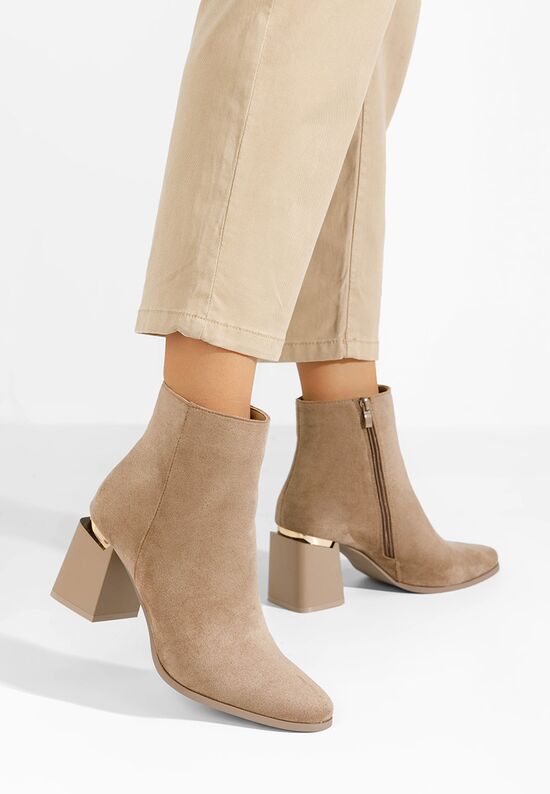 Μποτάκια με χοντρό τακούνι Isora V3 χακι, Μέγεθος: 40- zapatos