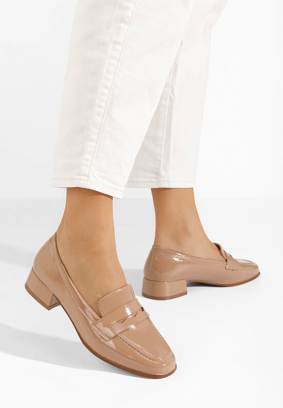 Loafers γυναικεια με τακουνι Kirada μπεζ, Μέγεθος: 38- zapatos