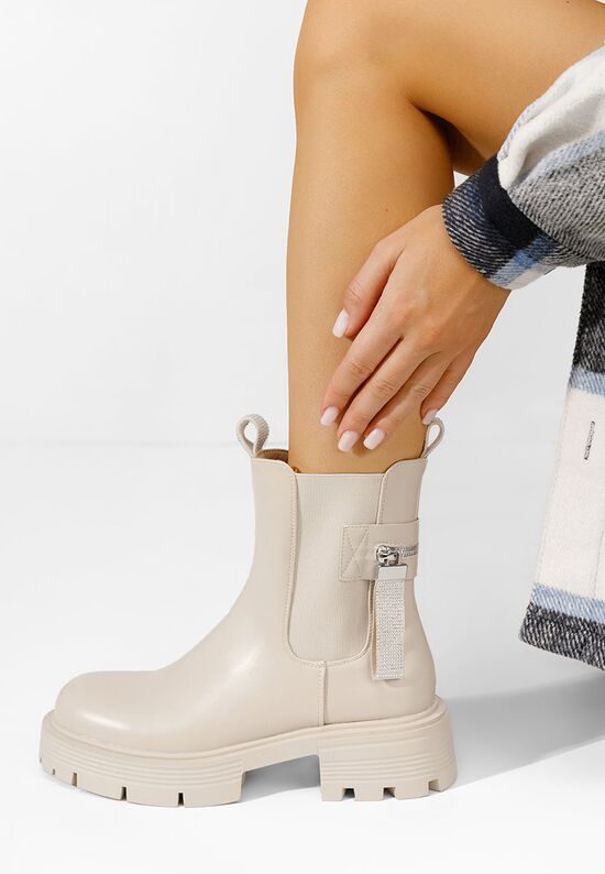 μποτακια πλατφορμεσ Angila μπεζ, Μέγεθος: 39- zapatos