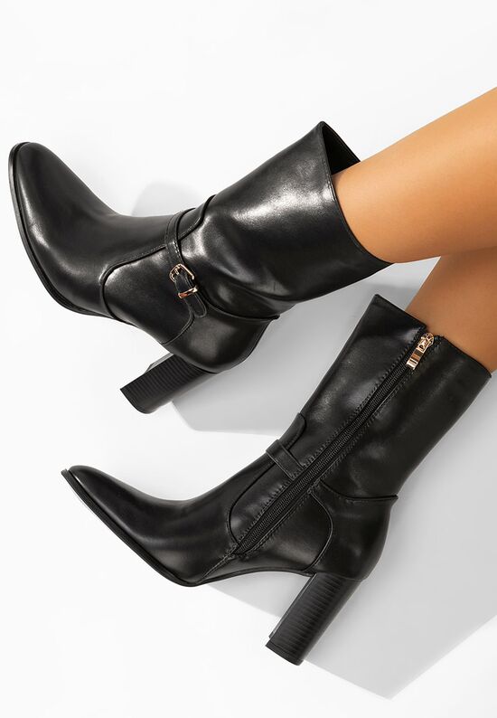 Μποτάκια με χοντρό τακούνι Vilma Μαύρα, Μέγεθος: 39- zapatos