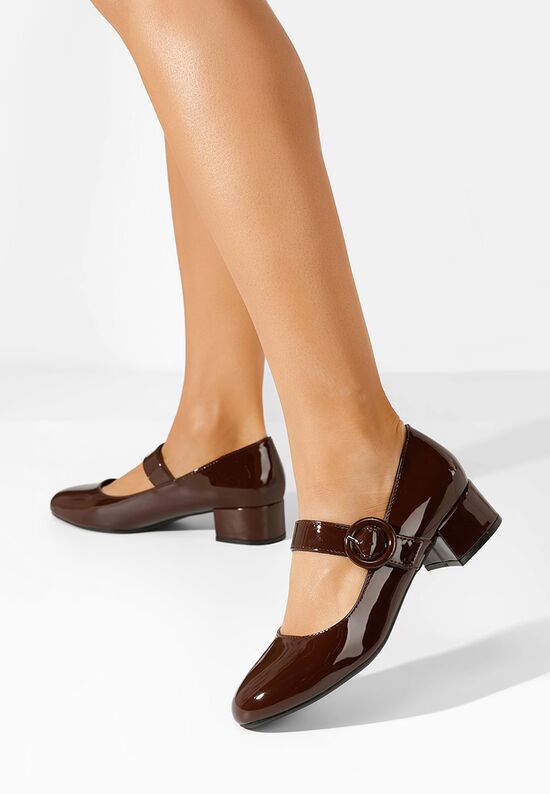 Γόβες με χαμηλό τακούνι Adevana V3 καφε, Μέγεθος: 37- zapatos