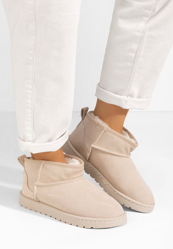 Γυναικεία δερμάτινα μποτάκια Annisia μπεζ, Μέγεθος: 38- zapatos