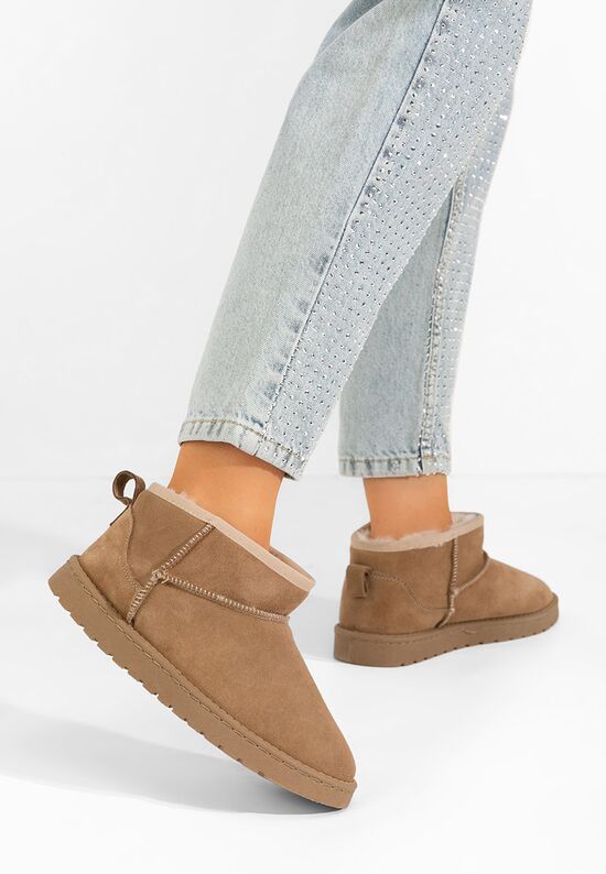 Γυναικεία δερμάτινα μποτάκια Annisia χακι, Μέγεθος: 37- zapatos