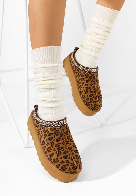 Παντόφλες με πλατφόρμα Comfy λεοπαρ, Μέγεθος: 39- zapatos