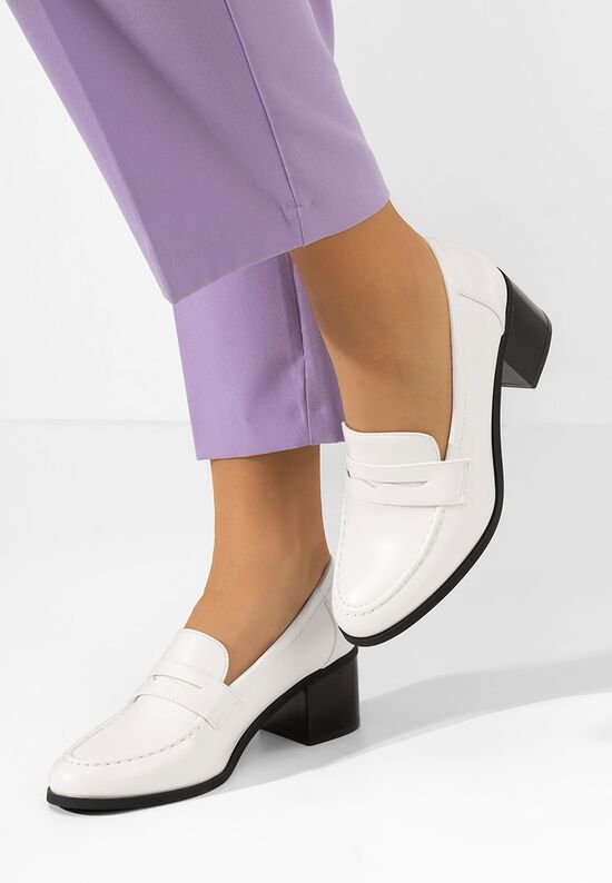 Loafers γυναικεια με τακουνι Sereya λευκά, Μέγεθος: 37- zapatos