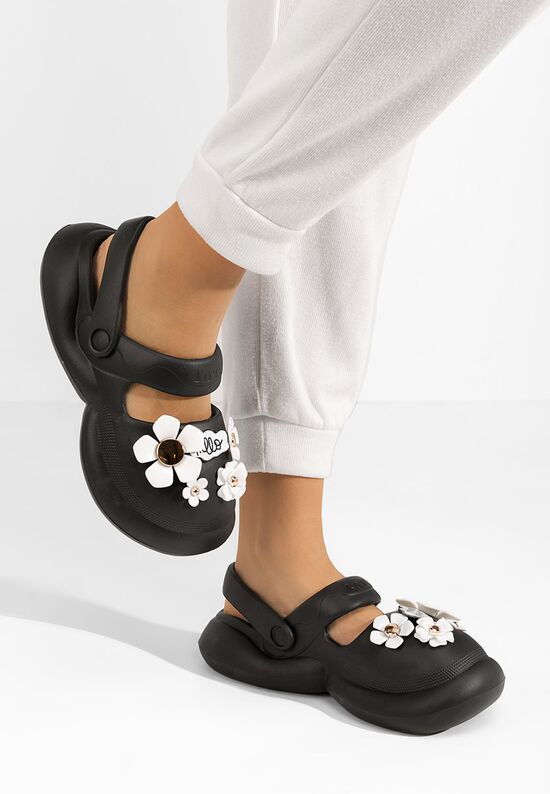 Παντόφλες με πλατφόρμα Carola μαύρα, Μέγεθος: 36- zapatos