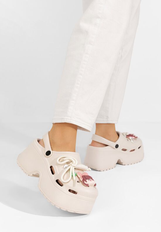 Παντόφλες με πλατφόρμα Sheryl μπεζ, Μέγεθος: 38/39- zapatos