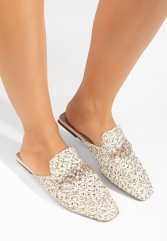 Mules γυναικεια Kristina λευκά, Μέγεθος: 39- zapatos