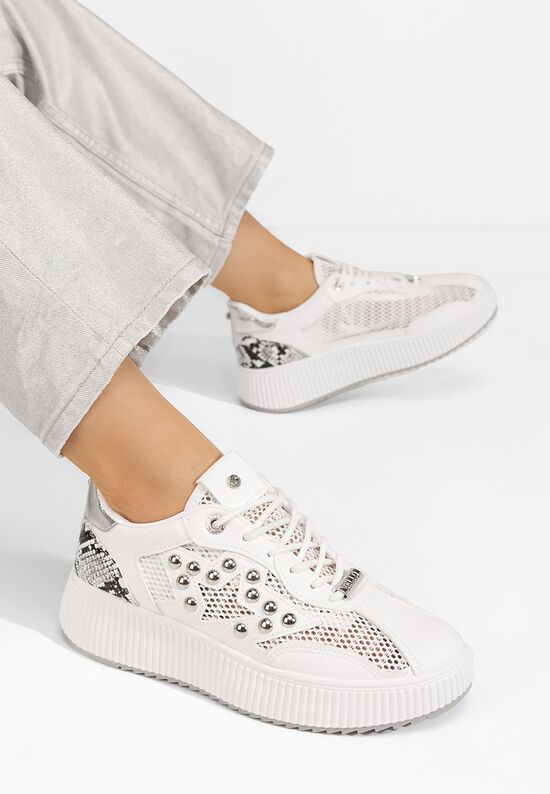Sneakers γυναικεια Jeanetta λευκά, Μέγεθος: 38- zapatos