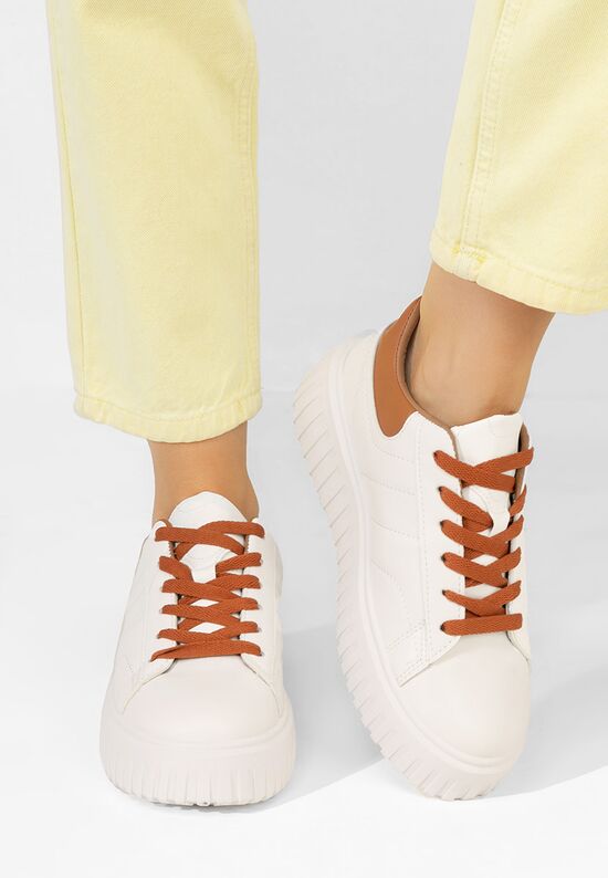Sneakers με πλατφόρμα Raula λευκά, Μέγεθος: 41- zapatos