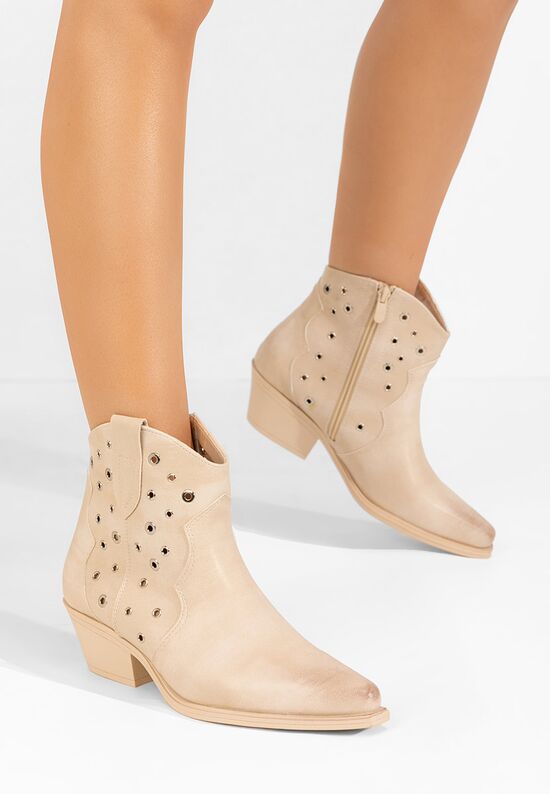 Γυναικεία Μποτάκια Cowboy Sirena μπεζ, Μέγεθος: 41- zapatos