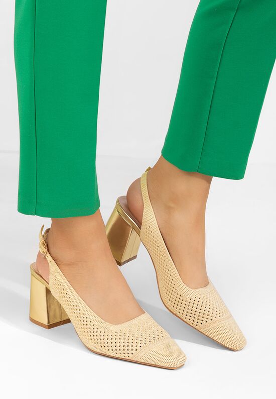 Γόβες slingback Patria χρυσο, Μέγεθος: 36- zapatos