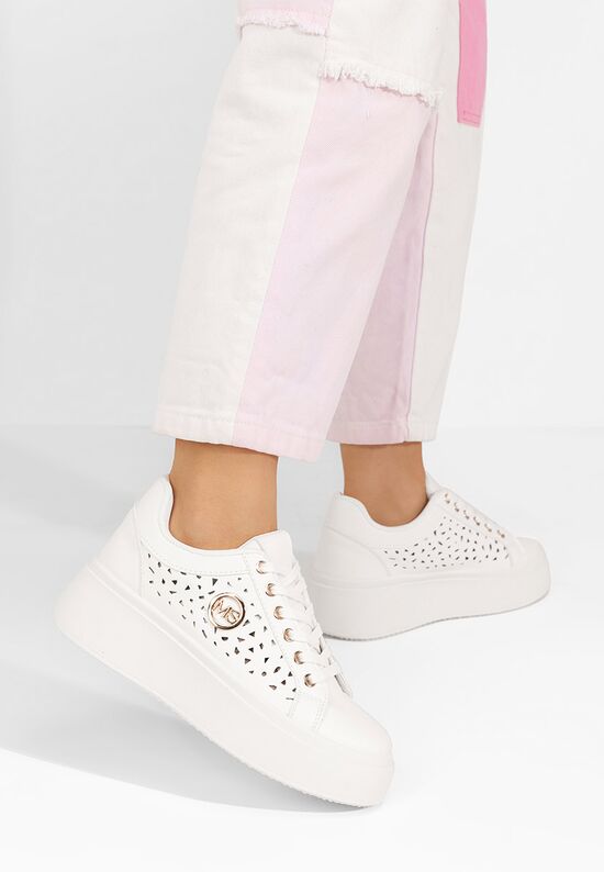 Sneakers με πλατφόρμα Nicolette λευκά, Μέγεθος: 40- zapatos