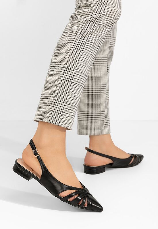 Γόβες slingback Denysa μαύρα, Μέγεθος: 38- zapatos