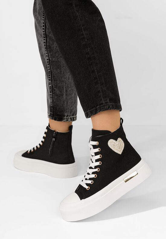 Γυναικεία πανινα πλατφόρμες Carylsa μαύρα, Μέγεθος: 39- zapatos