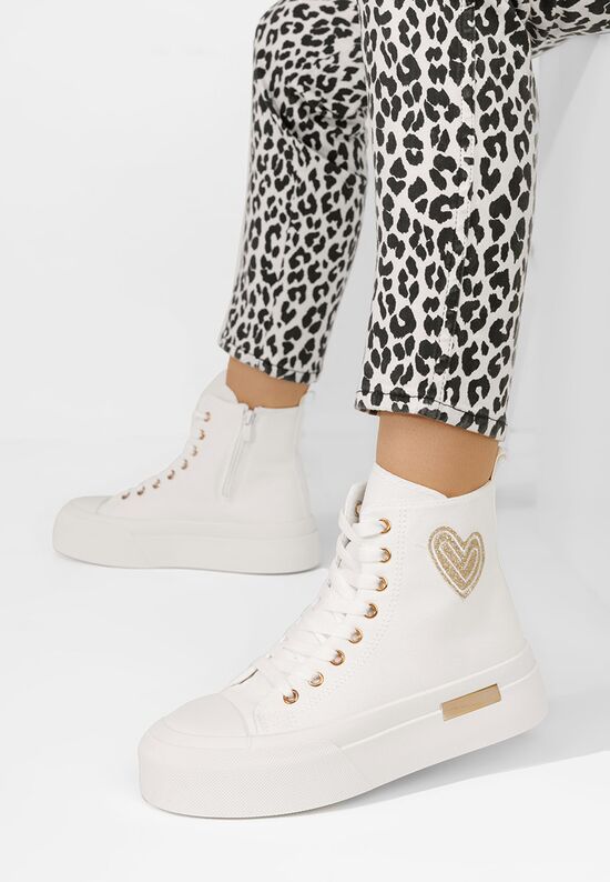 Γυναικεία πανινα πλατφόρμες Carylsa λευκά, Μέγεθος: 40- zapatos