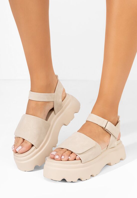 Πέδιλα πλατφορμεσ Alysha μπεζ, Μέγεθος: 39- zapatos