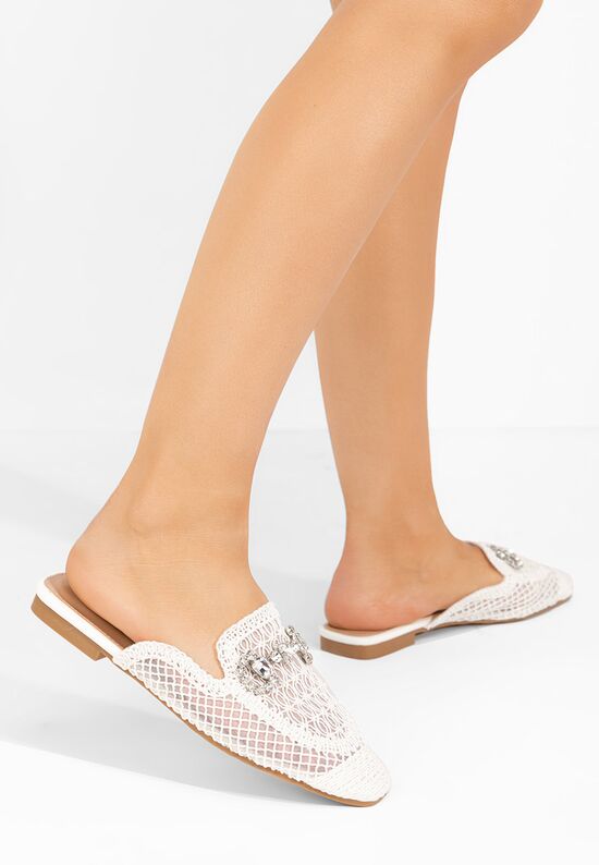 Mules γυναικεια Jamila λευκά, Μέγεθος: 37- zapatos