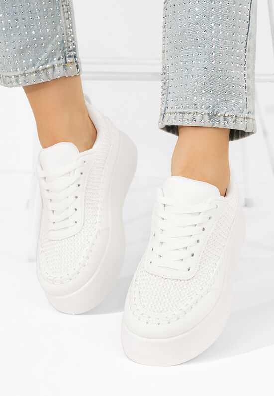 Sneakers με πλατφόρμα Cecila λευκά, Μέγεθος: 39- zapatos