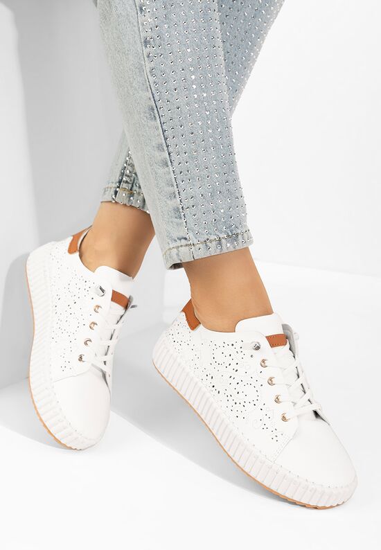 Sneakers με πλατφόρμα Niabi λευκά, Μέγεθος: 41- zapatos