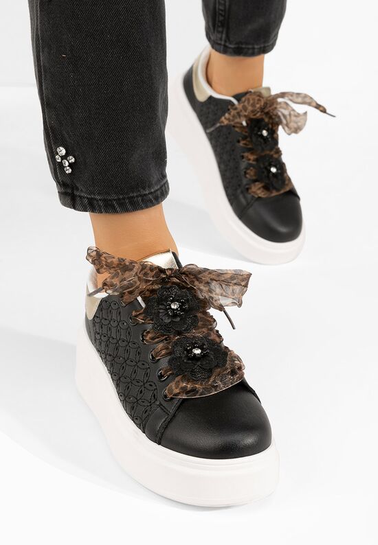 Sneakers με πλατφόρμα Lera μαύρα, Μέγεθος: 39- zapatos