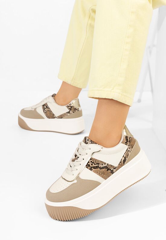 Sneakers με πλατφόρμα Selyana μπεζ, Μέγεθος: 39- zapatos