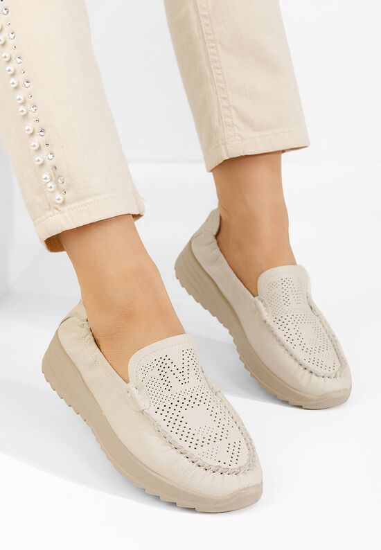 Μοκασίνια γυναικεια Suzy μπεζ, Μέγεθος: 38- zapatos