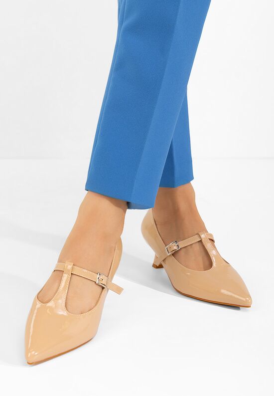 Γόβες στιλέτο Caty μπεζ, Μέγεθος: 39- zapatos