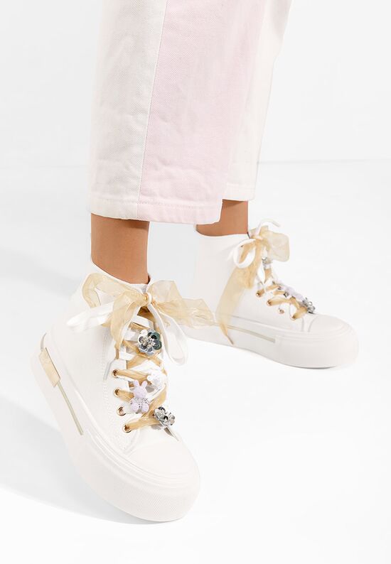 Γυναικεία sneakers αστραγάλο Ivonne λευκά, Μέγεθος: 38- zapatos