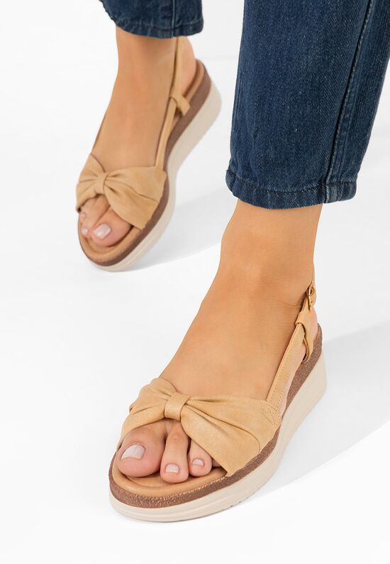 Πέδιλα πλατφορμεσ Cristalisa μπεζ, Μέγεθος: 40- zapatos