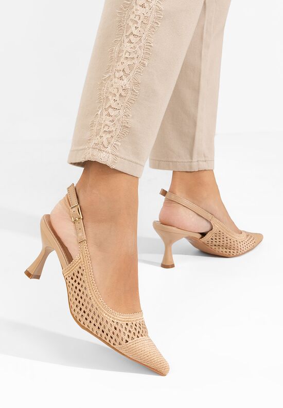 Γόβες slingback Deevina χακι, Μέγεθος: 39- zapatos