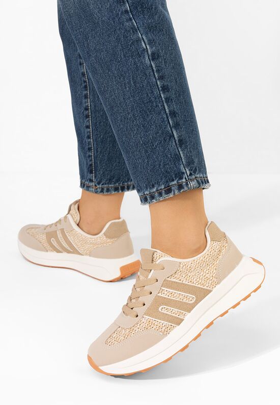 Sneakers γυναικεια Roksana V5 μπεζ, Μέγεθος: 36- zapatos