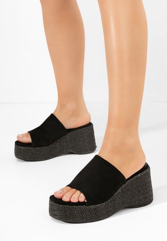 Παντόφλες με πλατφόρμα Missis Μαύρα, Μέγεθος: 40- zapatos