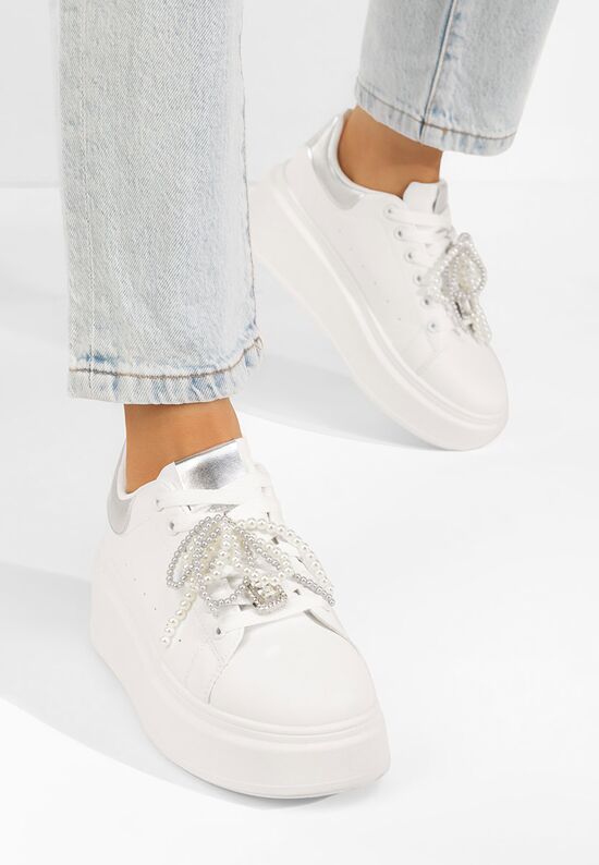 Sneakers με πλατφόρμα Florysa λευκά, Μέγεθος: 39- zapatos