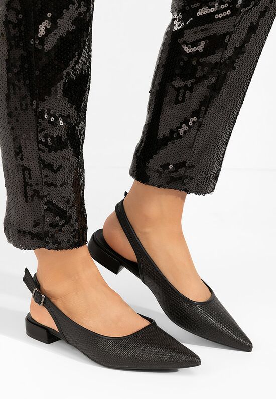 Γόβες slingback Kattina μαύρα, Μέγεθος: 38- zapatos