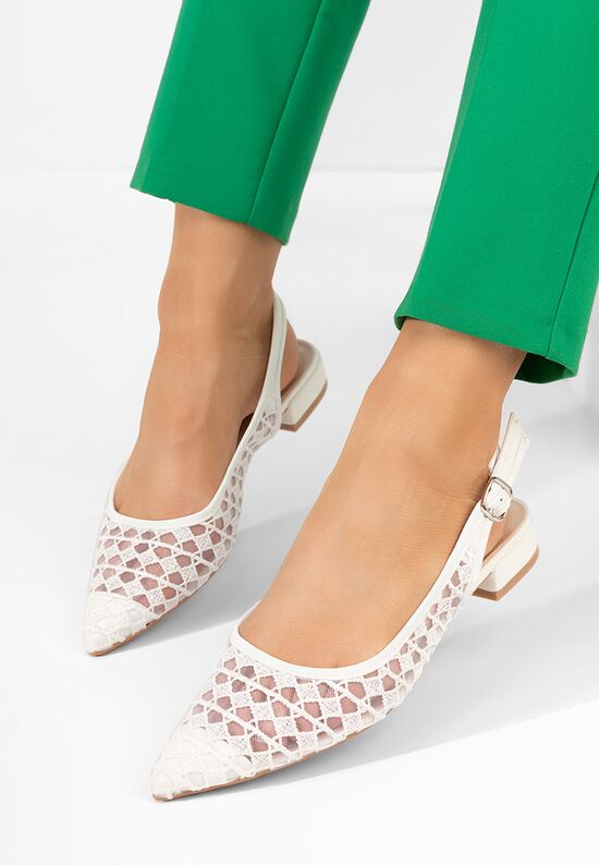 Γόβες slingback Alysya λευκά, Μέγεθος: 39- zapatos