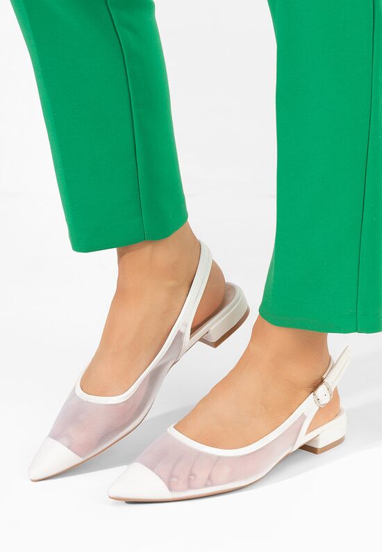 Γόβες slingback Margaryte λευκά, Μέγεθος: 37- zapatos
