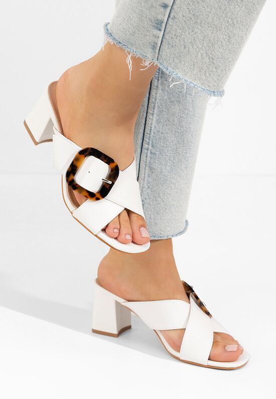 Mule με τακούνι Berieda λευκά, Μέγεθος: 40- zapatos