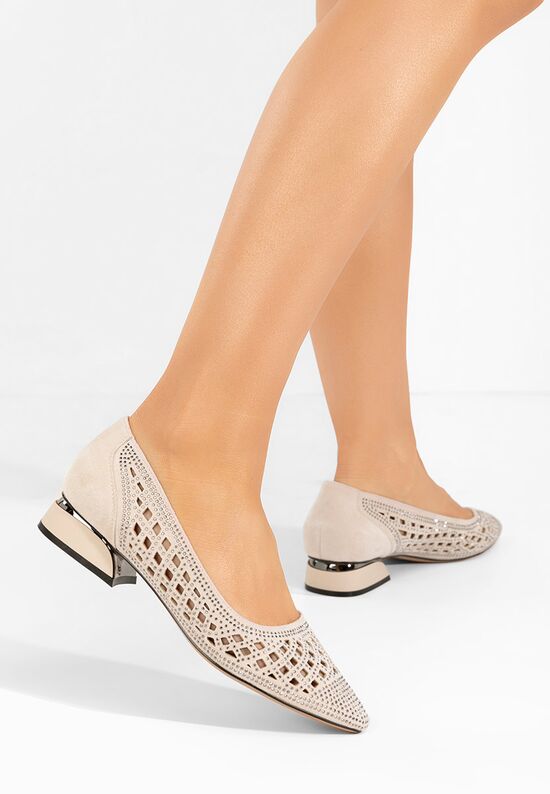 Γόβες με χαμηλό τακούνι Impulse μπεζ, Μέγεθος: 38- zapatos