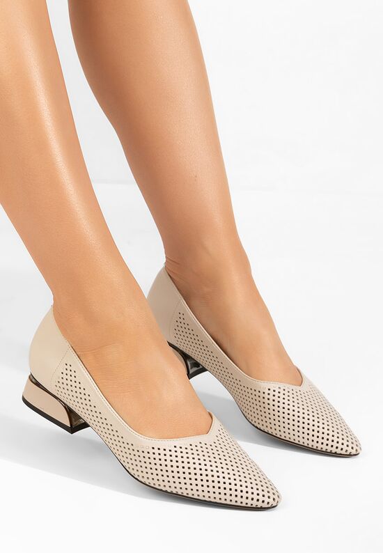 Γόβες με χαμηλό τακούνι Donya μπεζ, Μέγεθος: 36- zapatos