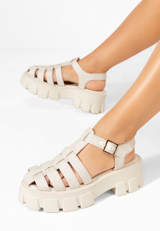 Πέδιλα πλατφορμεσ Carilea μπεζ, Μέγεθος: 39- zapatos