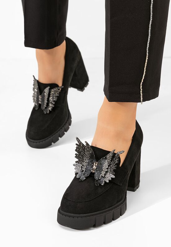 Loafers γυναικεια με τακουνι Alishia V2 μαύρα, Μέγεθος: 41- zapatos