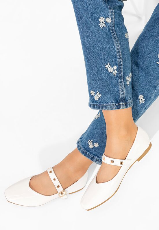 Γυναικείες μπαλαρίνες Clario λευκά, Μέγεθος: 39- zapatos