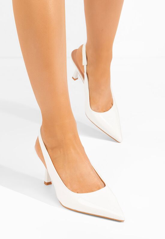 Γόβες slingback Laurina λευκά, Μέγεθος: 39- zapatos