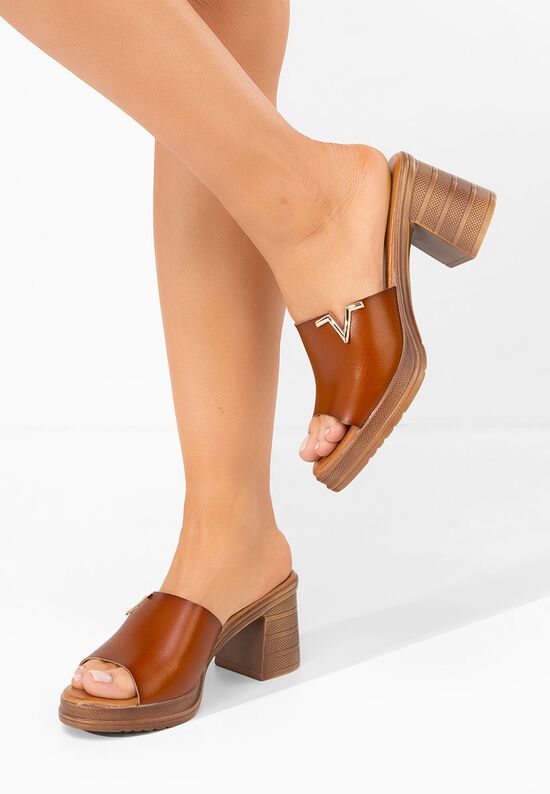 Mules με χοντρο τακουνι Kelie ταμπά, Μέγεθος: 41- zapatos