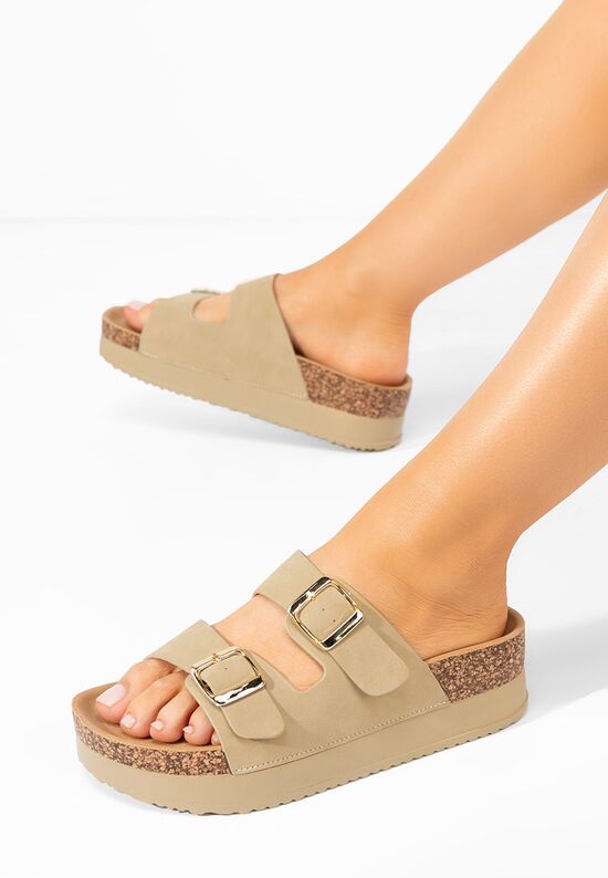 Παντόφλες με πλατφόρμα Erinai μπεζ, Μέγεθος: 39- zapatos