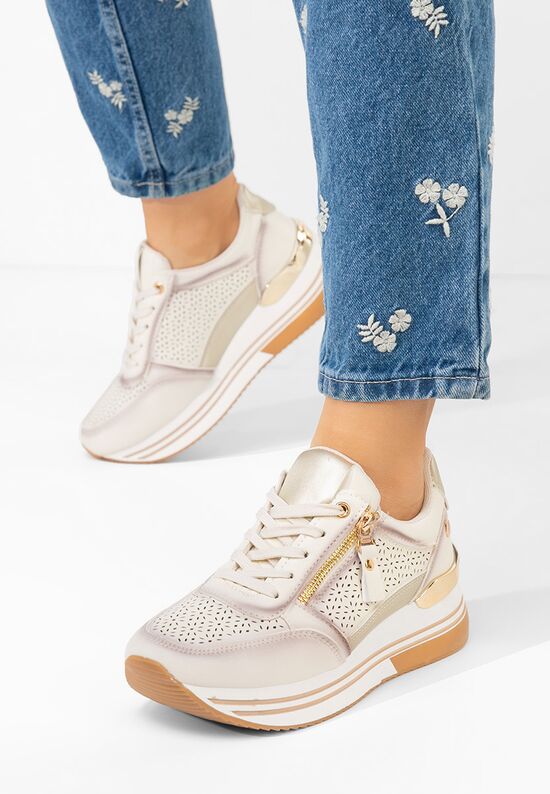 Sneakers με πλατφόρμα Reita μπεζ, Μέγεθος: 39- zapatos