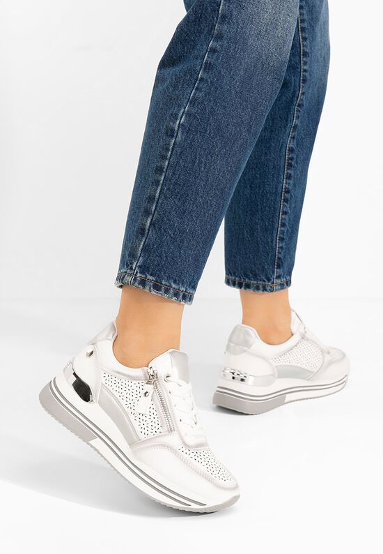 Sneakers με πλατφόρμα Reita λευκά, Μέγεθος: 37- zapatos