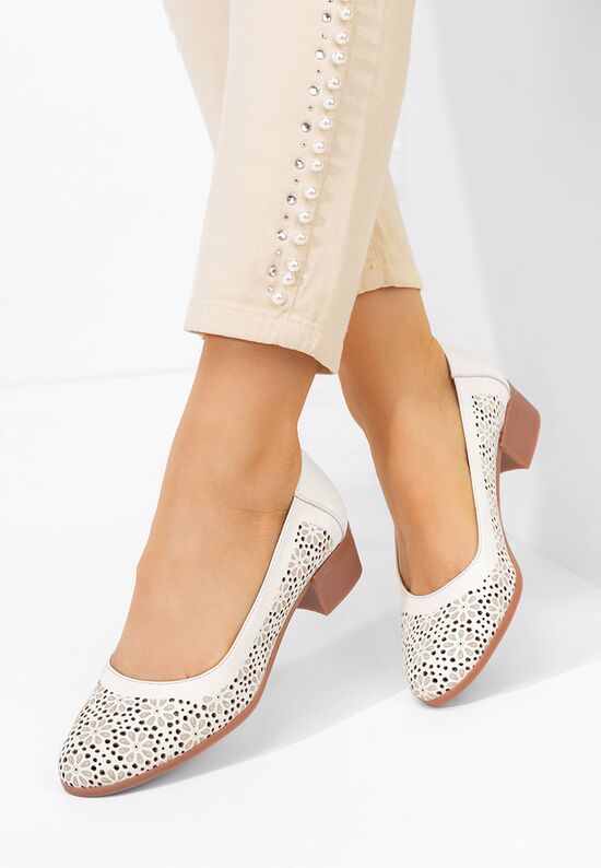 Γόβες με χαμηλό τακούνι Admire λευκά, Μέγεθος: 37- zapatos